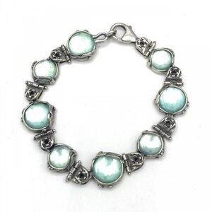 B0001 Silpada Aqua Blue Sterling Club Award Bracelet